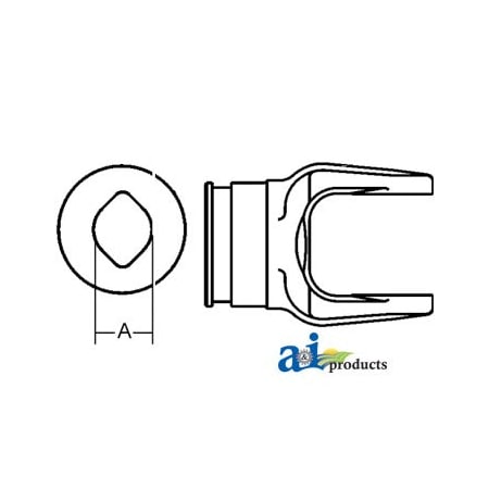 A & I Products Inboard Yoke, used w/ 2a Outer Profile Tubing 3" x3" x5" A-W019519-A
